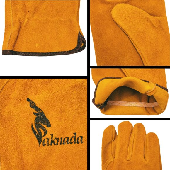 PAKNADA Cow Split Leather Gloves 3Pairs Heavy Duty Industrial Gardening Work - Picture 10 of 10